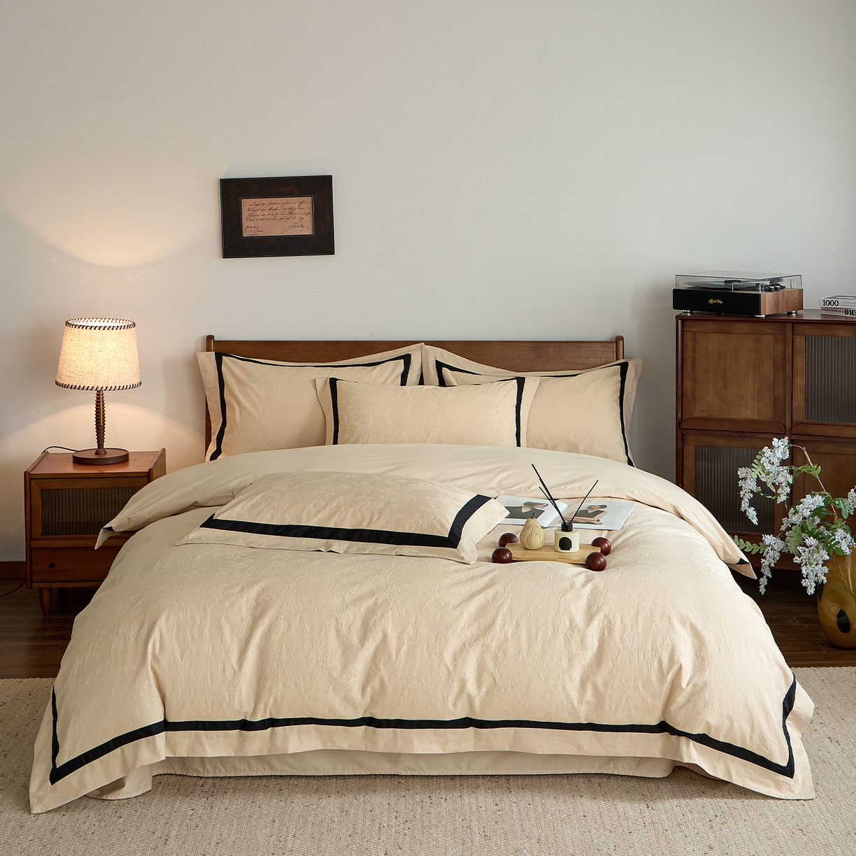 91家纺网 家纺一手货源 找家纺 （总）蓝邻家纺 2026新款全棉浮雕提花极简轻奢风四件套系列