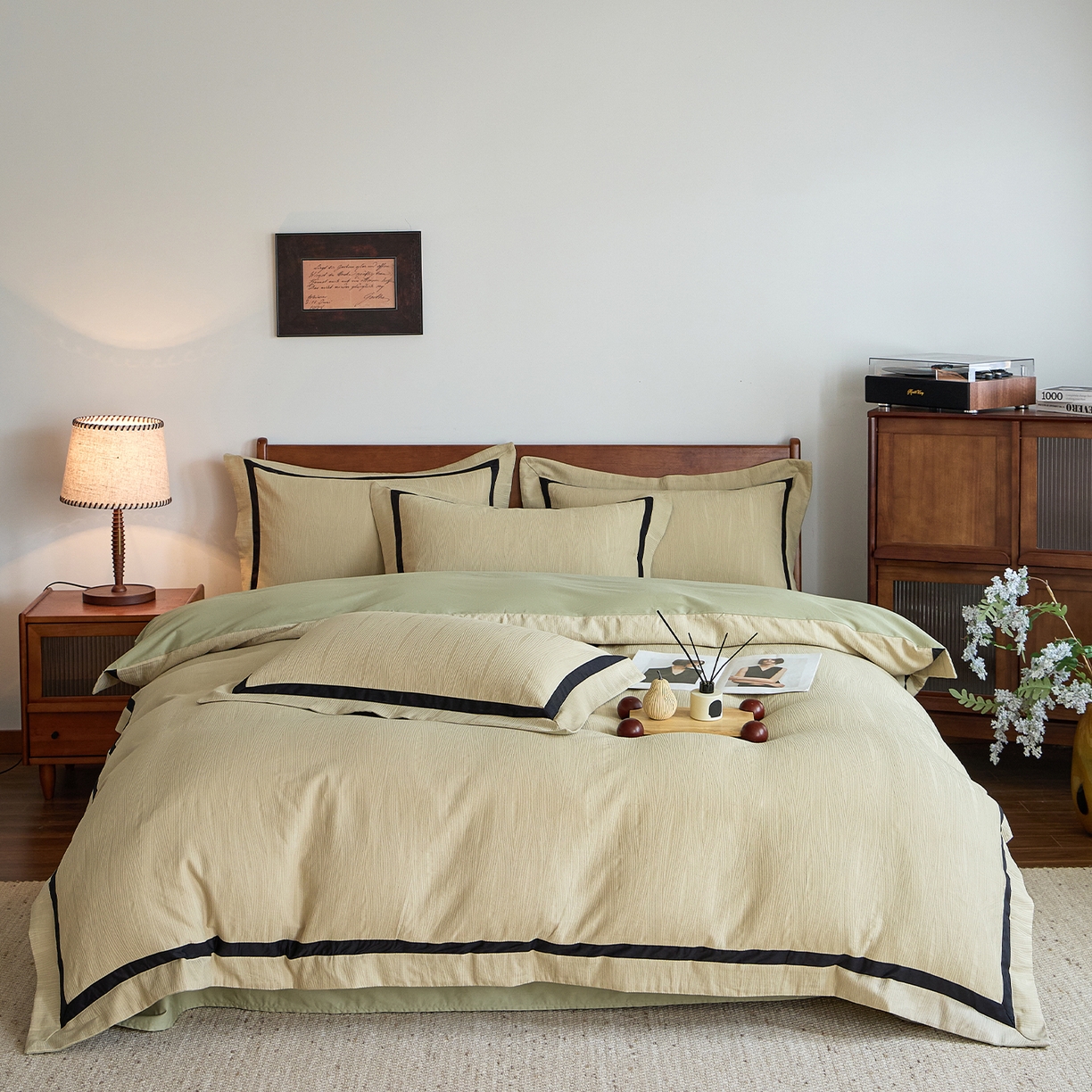 91家纺网 家纺一手货源 找家纺 （总）蓝邻家纺 2026新款全棉浮雕提花极简轻奢风四件套系列