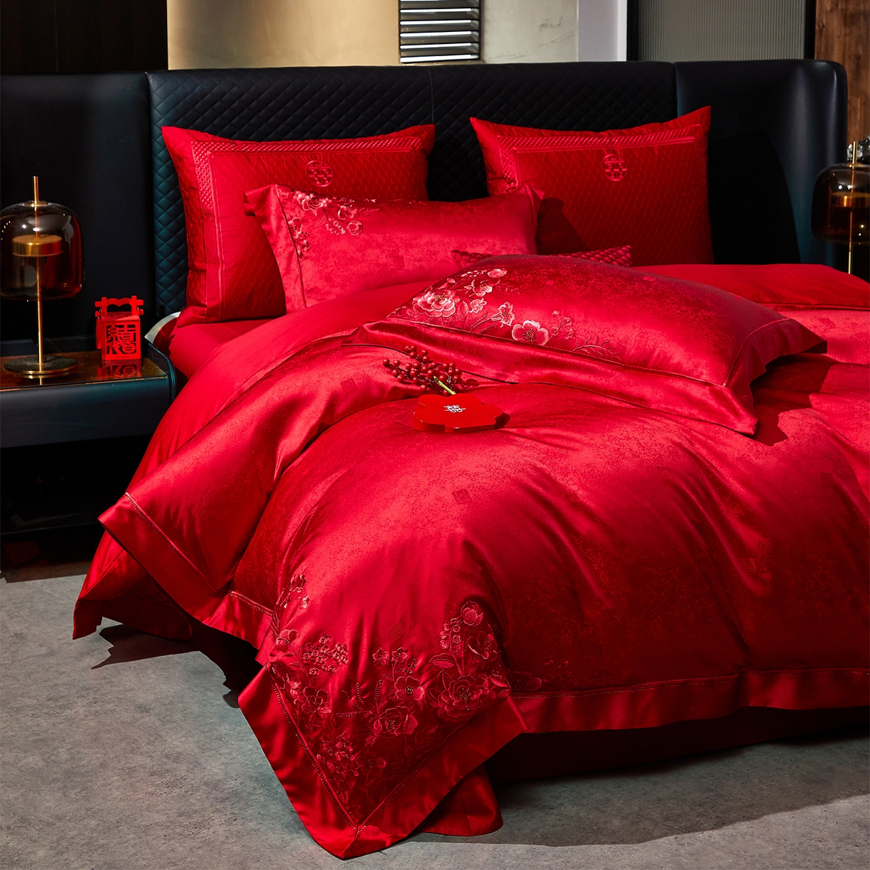 91家纺网 家纺一手货源 找家纺 （总）蒂爵 2026新款高端绣花婚庆四件套