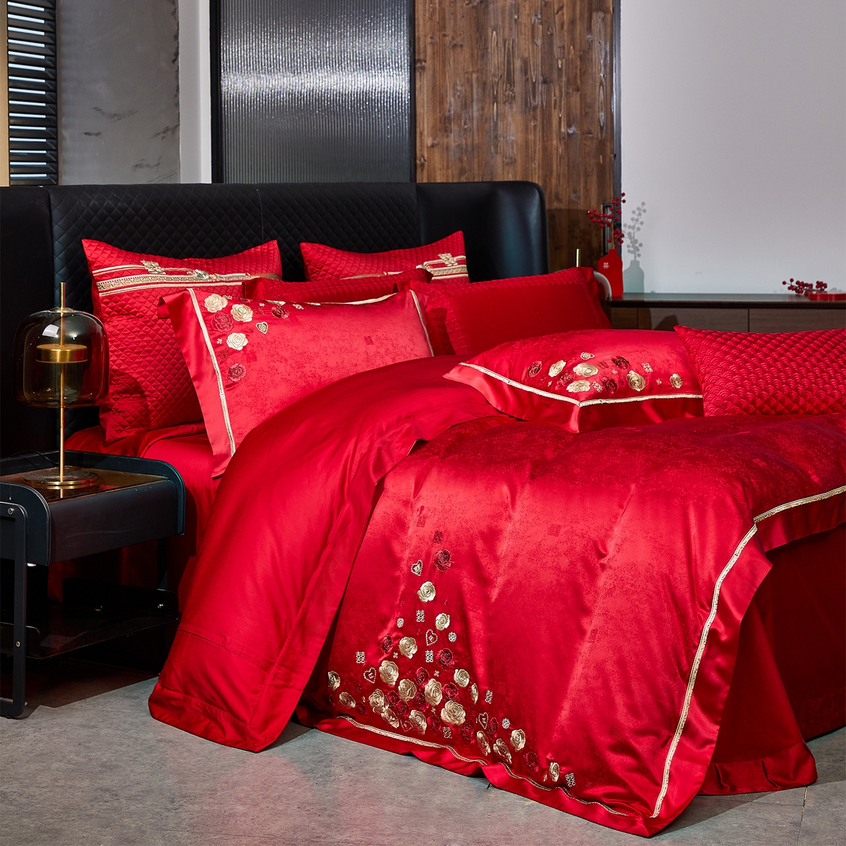 91家纺网 家纺一手货源 找家纺 蒂爵 2026新款高端绣花婚庆四件套 情有独钟