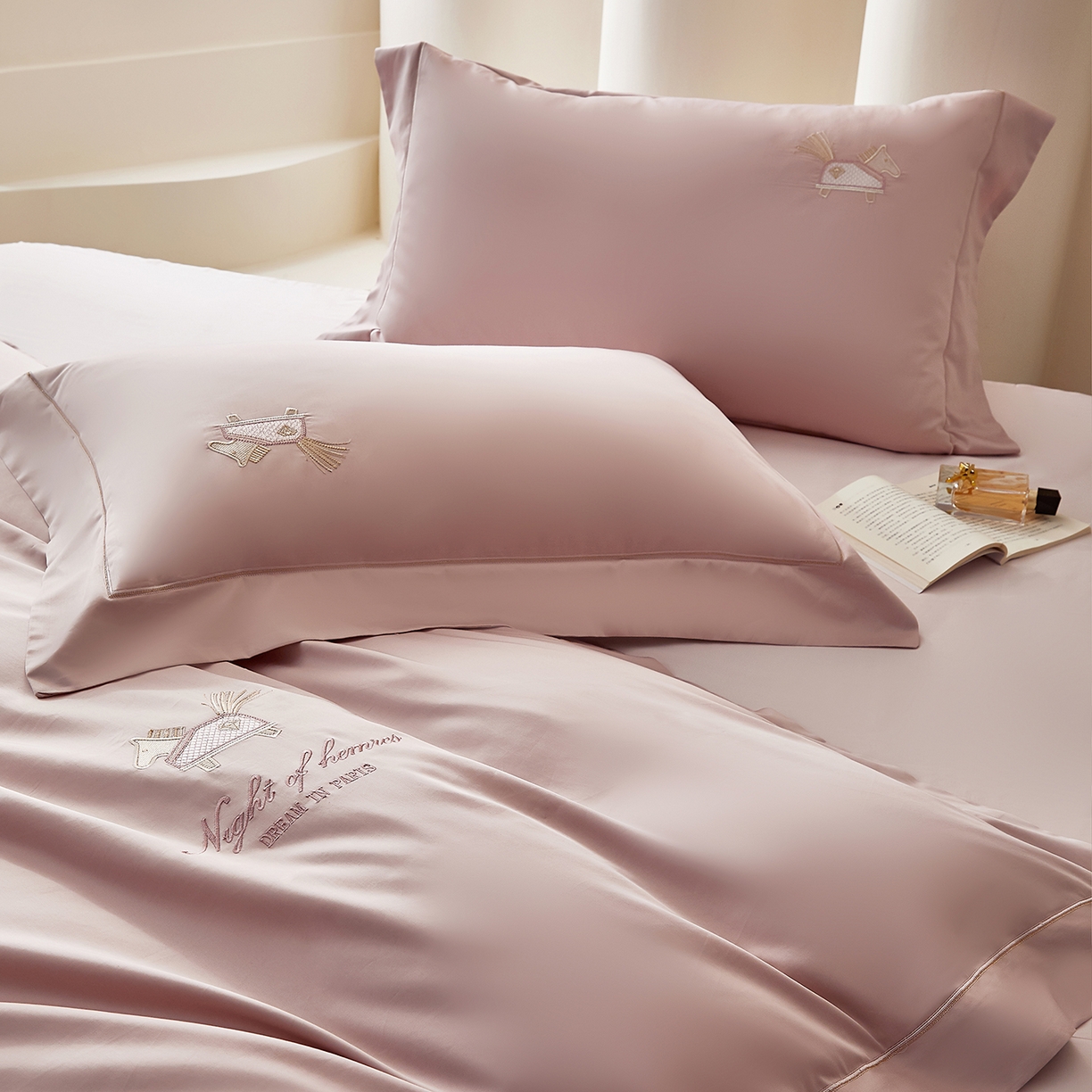 91家纺网 家纺一手货源 找家纺 蒂爵 2026新款高支数长绒棉纯棉刺绣四件套-马上有赚系列 香芋紫