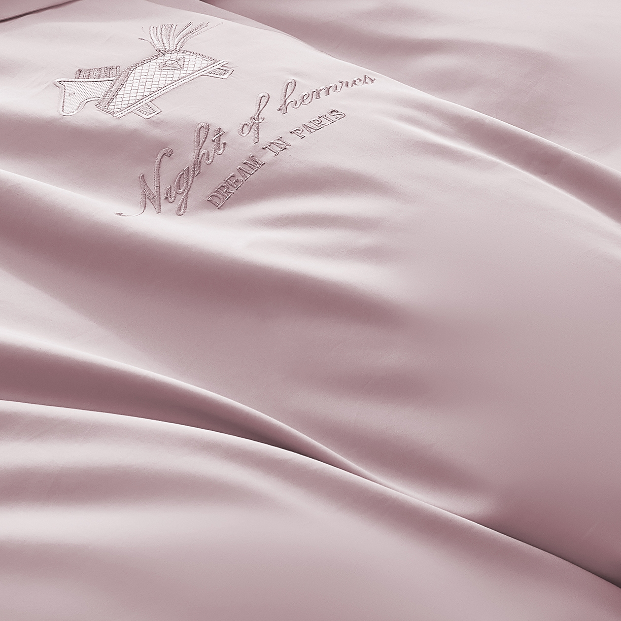 91家纺网 家纺一手货源 找家纺 蒂爵 2026新款高支数长绒棉纯棉刺绣四件套-马上有赚系列 粉豆沙