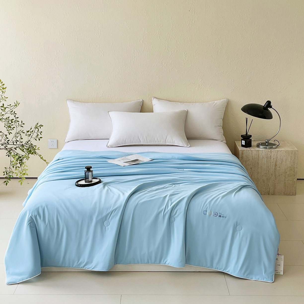 91家纺网 家纺一手货源 找家纺 春皖家纺 2026新款简约百搭小凉皮凉感夏被-冷萃系列 冷萃-蓝