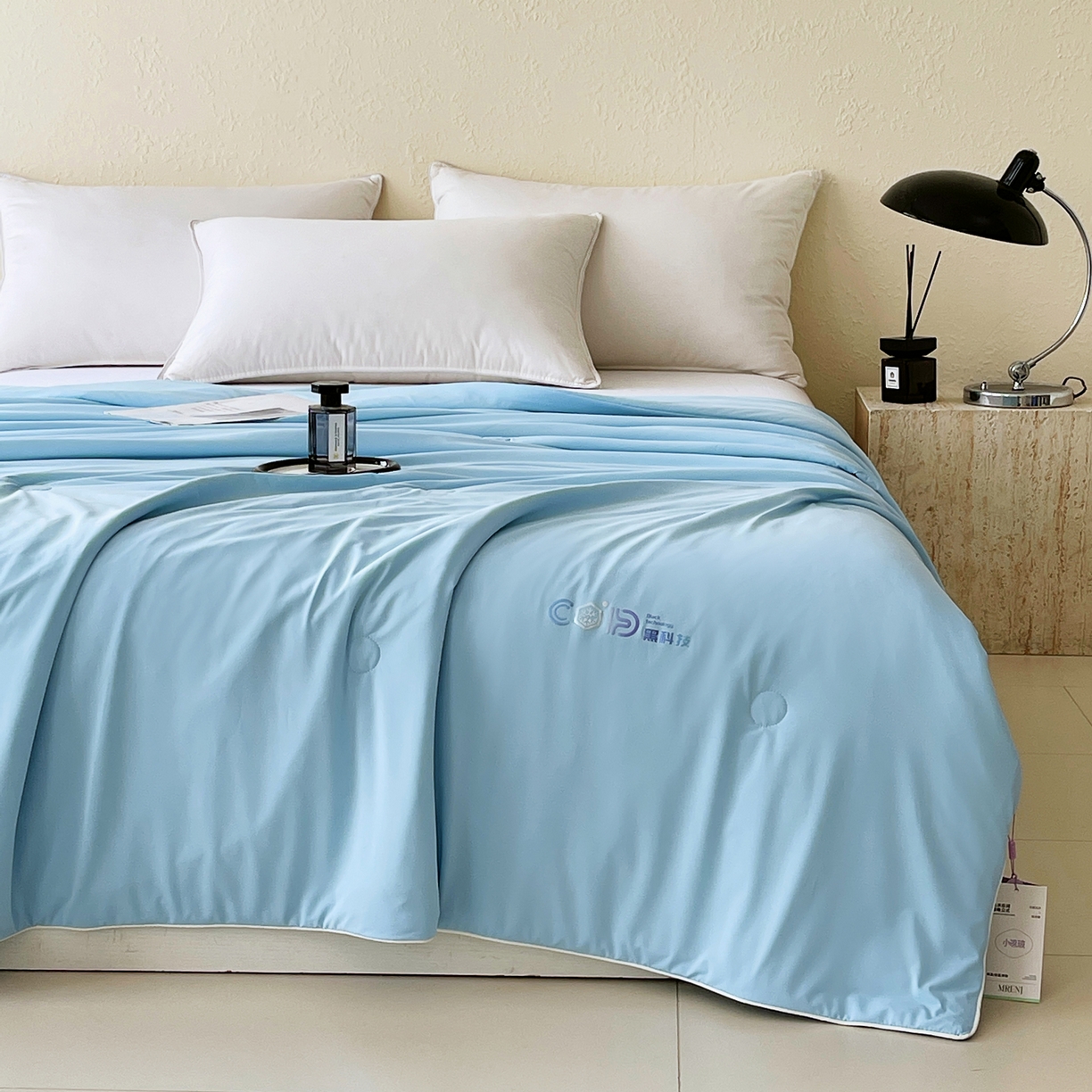 91家纺网 家纺一手货源 找家纺 春皖家纺 2026新款简约百搭小凉皮凉感夏被-冷萃系列 冷萃-蓝