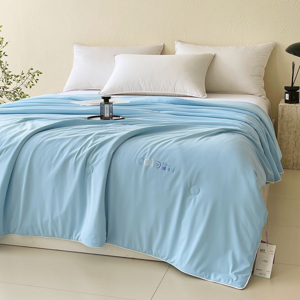 91家纺网 家纺一手货源 找家纺 春皖家纺 2026新款简约百搭小凉皮凉感夏被-冷萃系列 冷萃-蓝