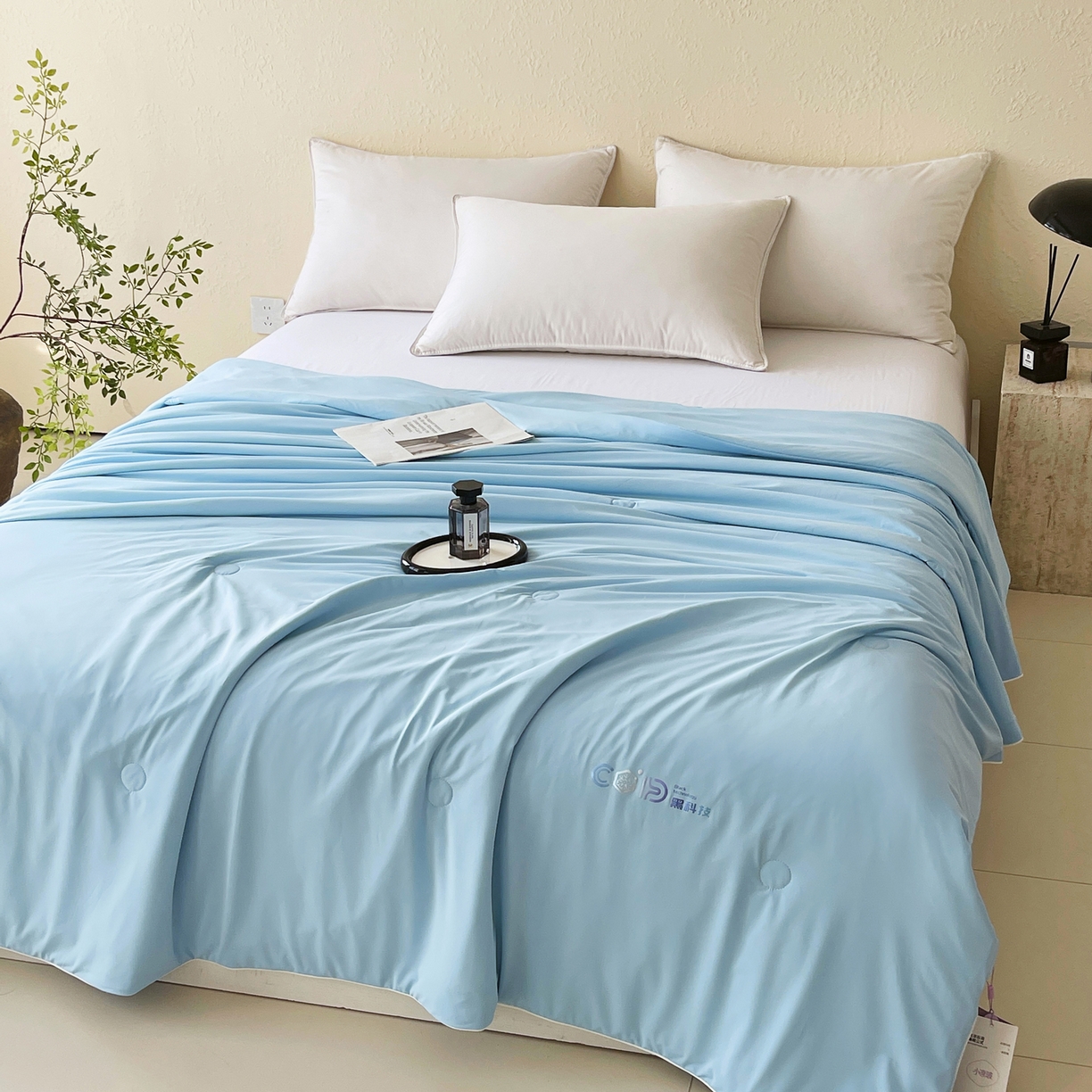 91家纺网 家纺一手货源 找家纺 春皖家纺 2026新款简约百搭小凉皮凉感夏被-冷萃系列 冷萃-蓝