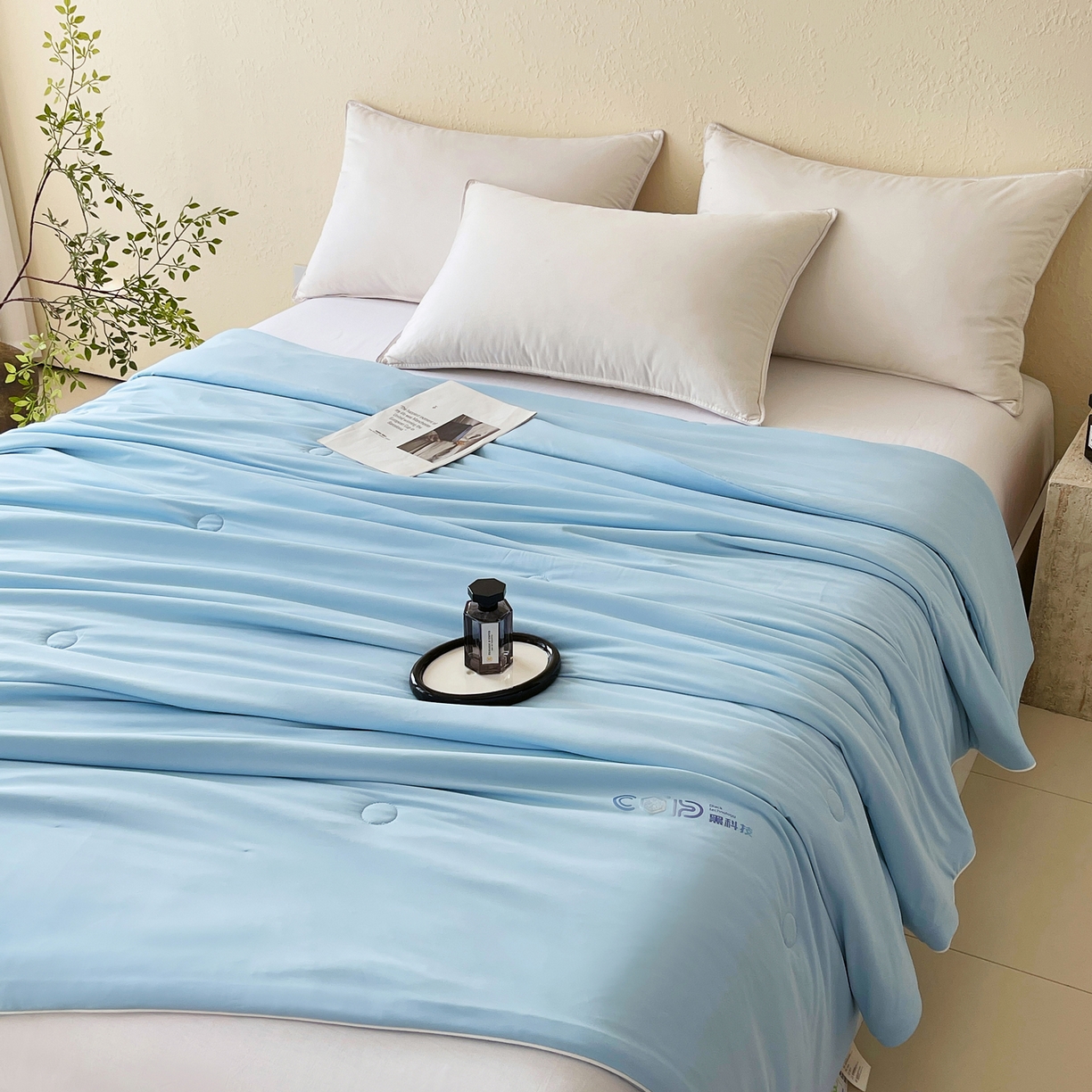 91家纺网 家纺一手货源 找家纺 春皖家纺 2026新款简约百搭小凉皮凉感夏被-冷萃系列 冷萃-蓝