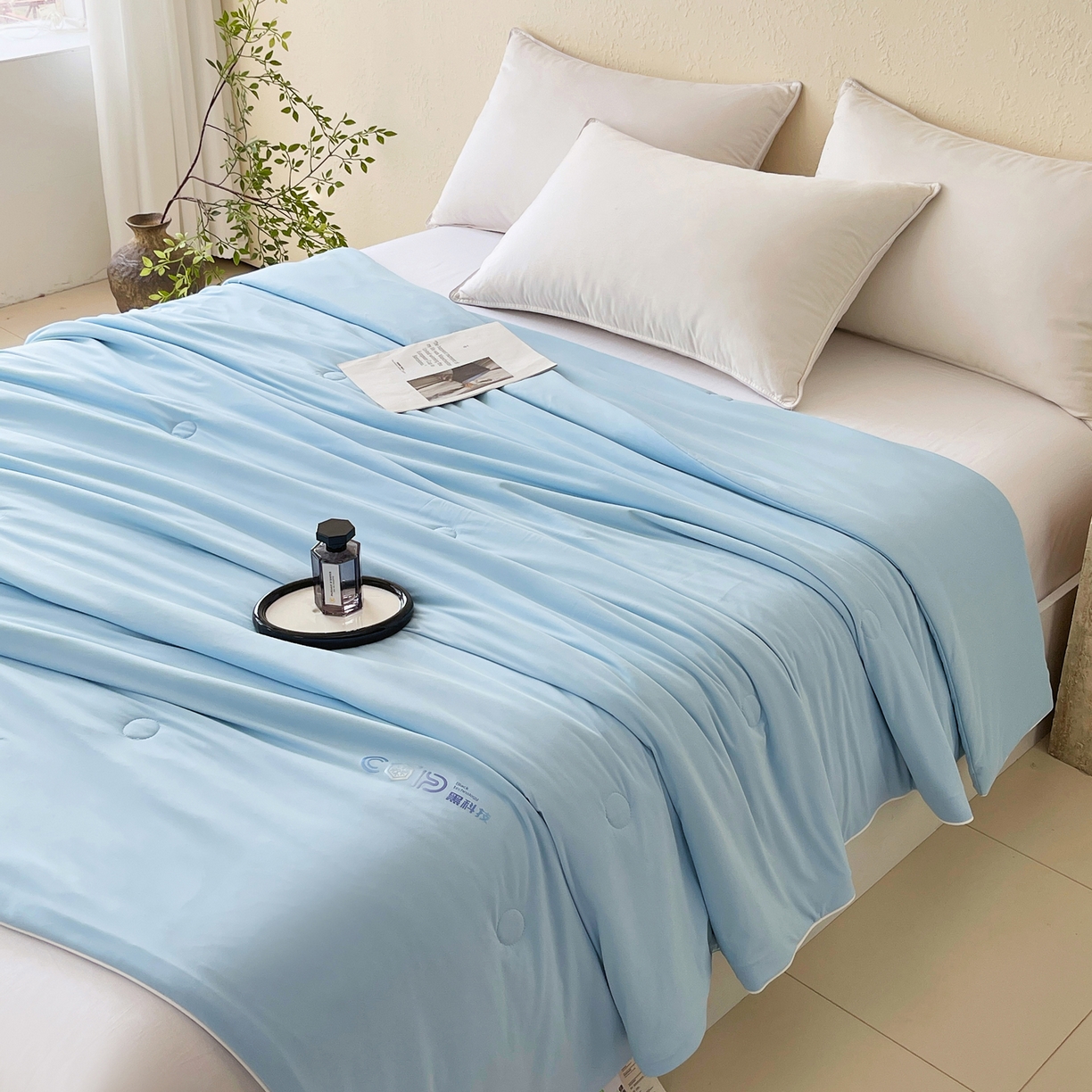 91家纺网 家纺一手货源 找家纺 春皖家纺 2026新款简约百搭小凉皮凉感夏被-冷萃系列 冷萃-蓝