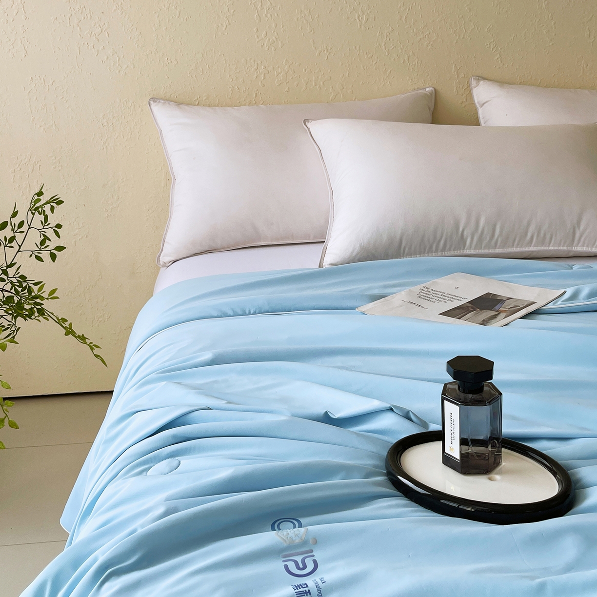 91家纺网 家纺一手货源 找家纺 春皖家纺 2026新款简约百搭小凉皮凉感夏被-冷萃系列 冷萃-蓝