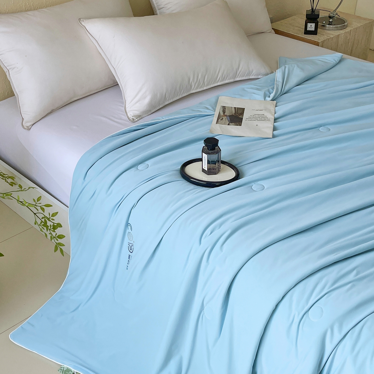 91家纺网 家纺一手货源 找家纺 春皖家纺 2026新款简约百搭小凉皮凉感夏被-冷萃系列 冷萃-蓝