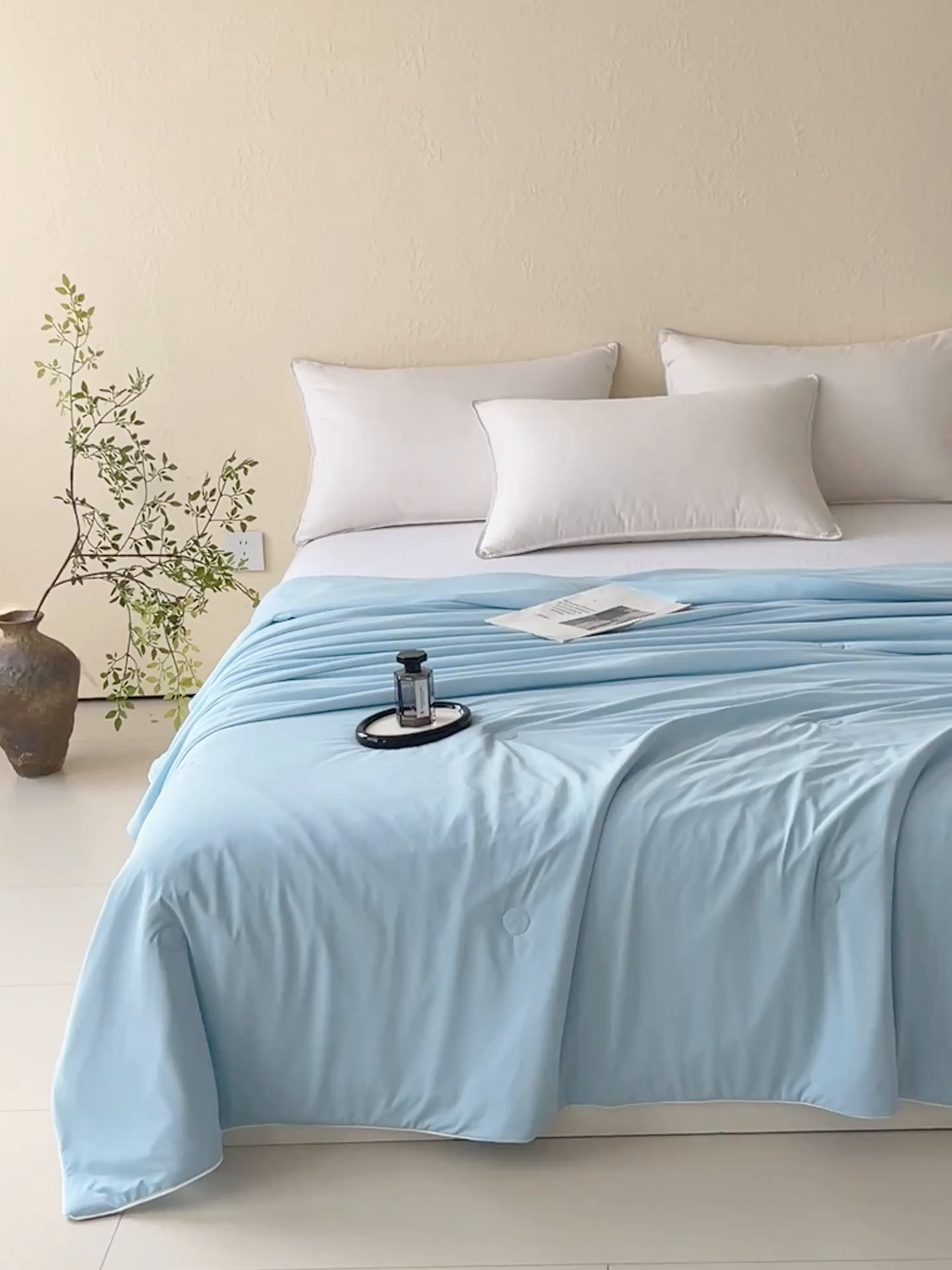 91家纺网 家纺一手货源 找家纺 春皖家纺 2026新款简约百搭小凉皮凉感夏被-冷萃系列 冷萃-蓝