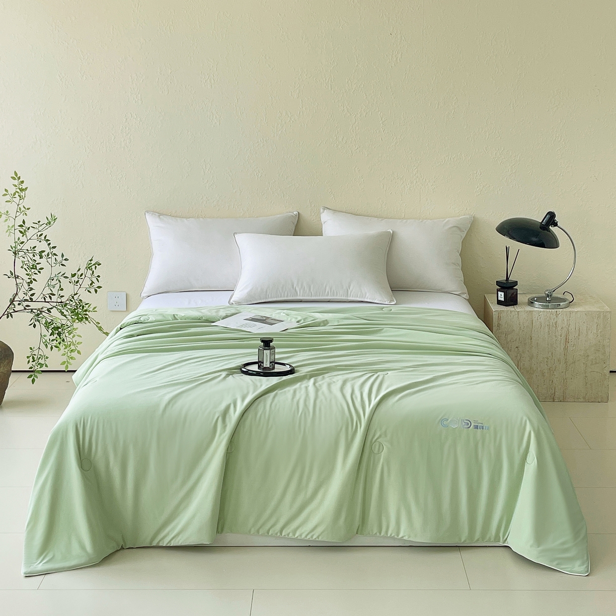 91家纺网 家纺一手货源 找家纺 春皖家纺 2026新款简约百搭小凉皮凉感夏被-冷萃系列 冷萃-绿