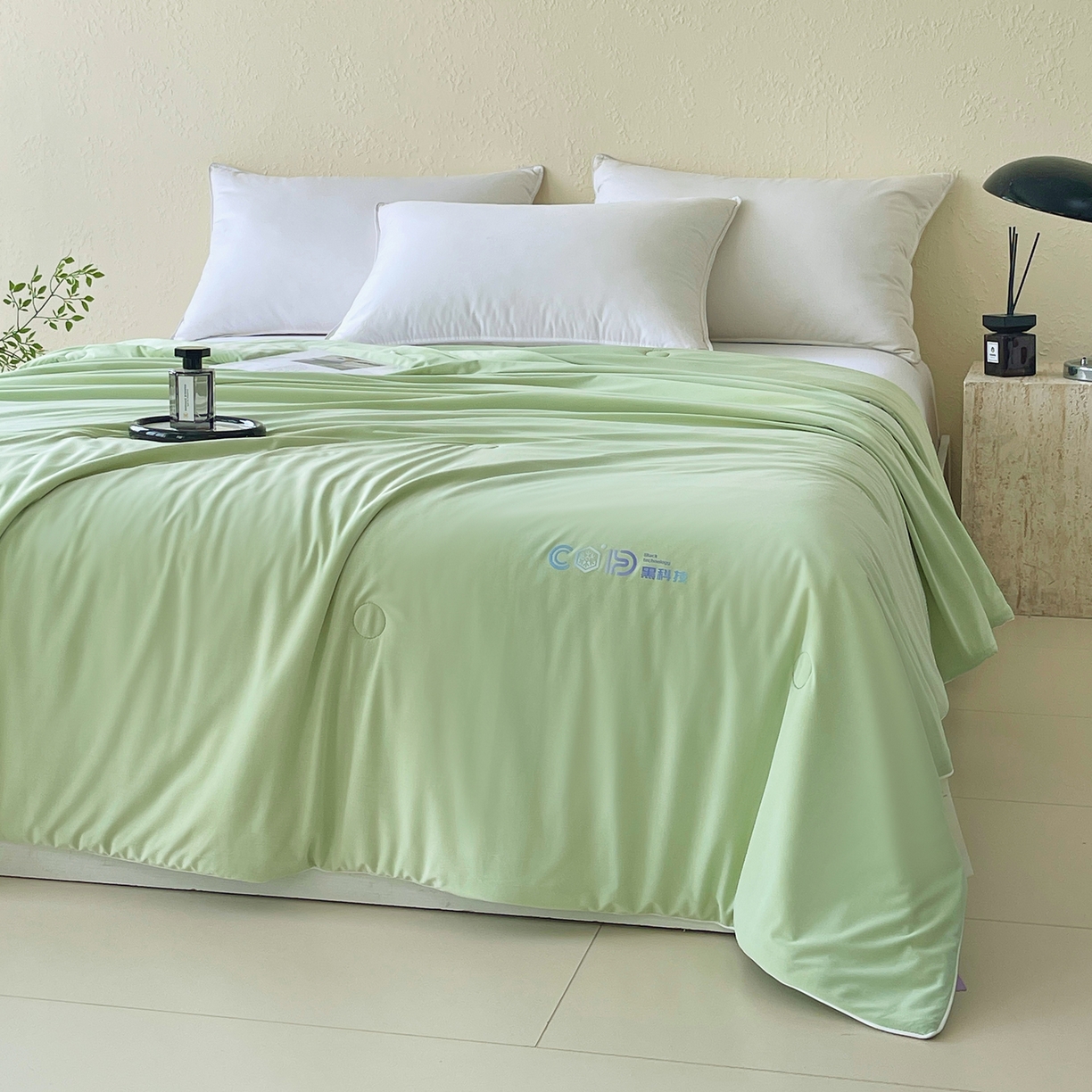 91家纺网 家纺一手货源 找家纺 春皖家纺 2026新款简约百搭小凉皮凉感夏被-冷萃系列 冷萃-绿