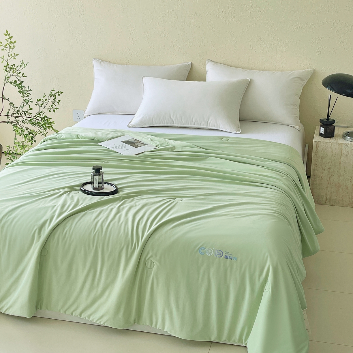 91家纺网 家纺一手货源 找家纺 春皖家纺 2026新款简约百搭小凉皮凉感夏被-冷萃系列 冷萃-绿