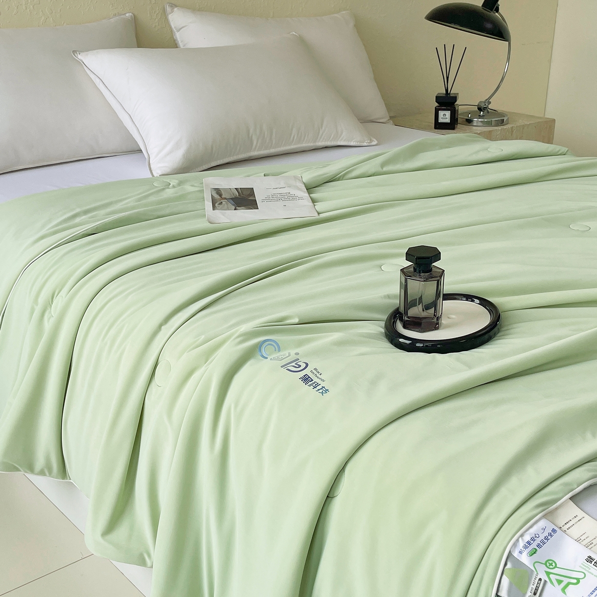 91家纺网 家纺一手货源 找家纺 春皖家纺 2026新款简约百搭小凉皮凉感夏被-冷萃系列 冷萃-绿