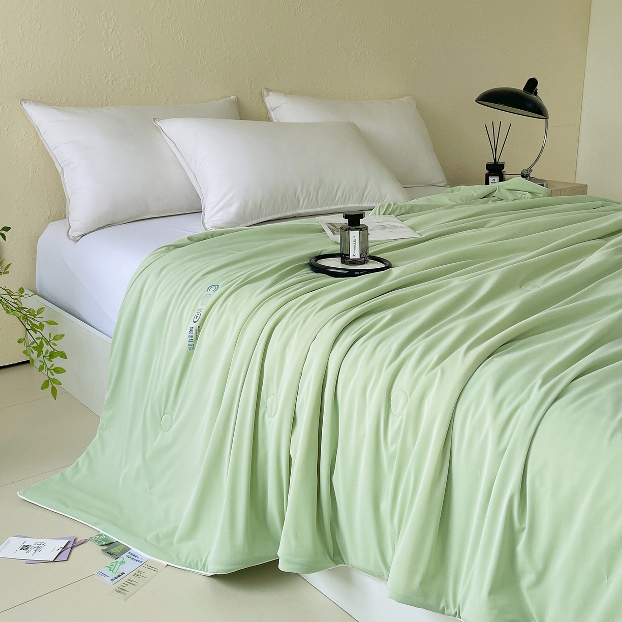 91家纺网 家纺一手货源 找家纺 春皖家纺 2026新款简约百搭小凉皮凉感夏被-冷萃系列 冷萃-绿