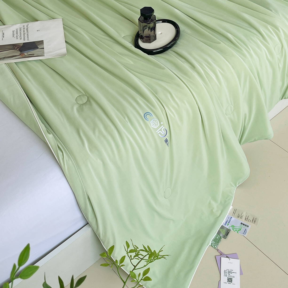 91家纺网 家纺一手货源 找家纺 春皖家纺 2026新款简约百搭小凉皮凉感夏被-冷萃系列 冷萃-绿
