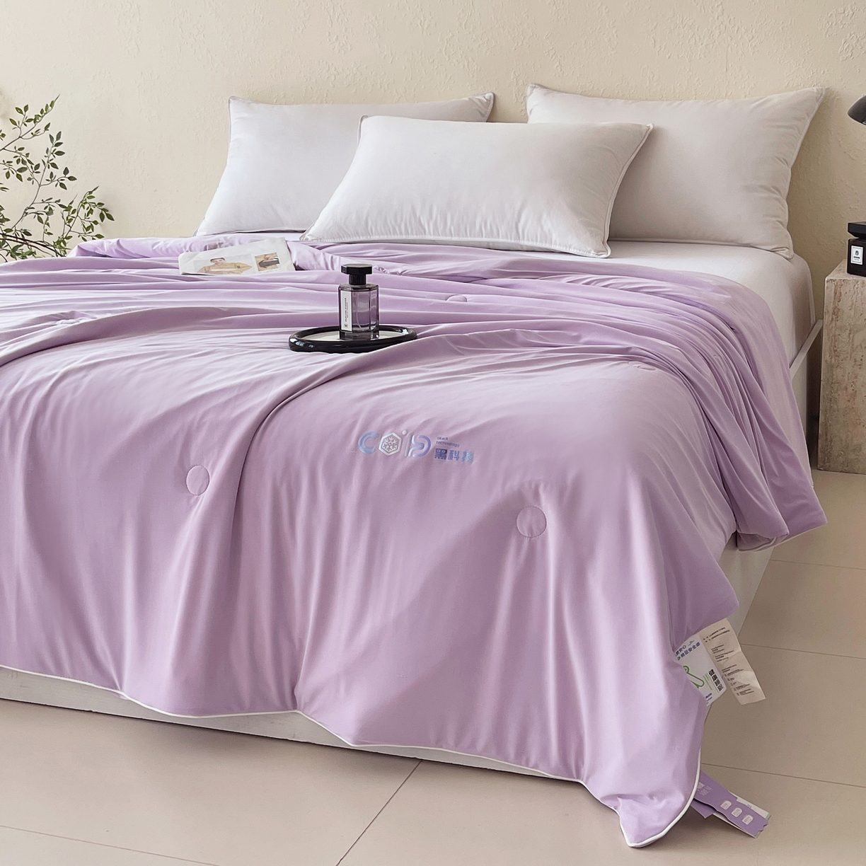 91家纺网 家纺一手货源 找家纺 春皖家纺 2026新款简约百搭小凉皮凉感夏被-冷萃系列 冷萃-紫