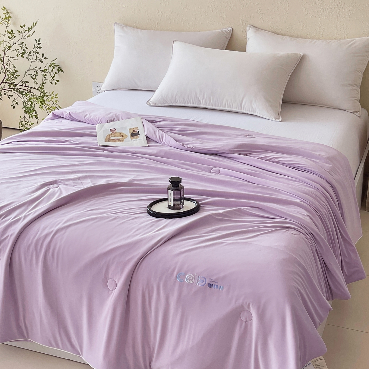 91家纺网 家纺一手货源 找家纺 春皖家纺 2026新款简约百搭小凉皮凉感夏被-冷萃系列 冷萃-紫