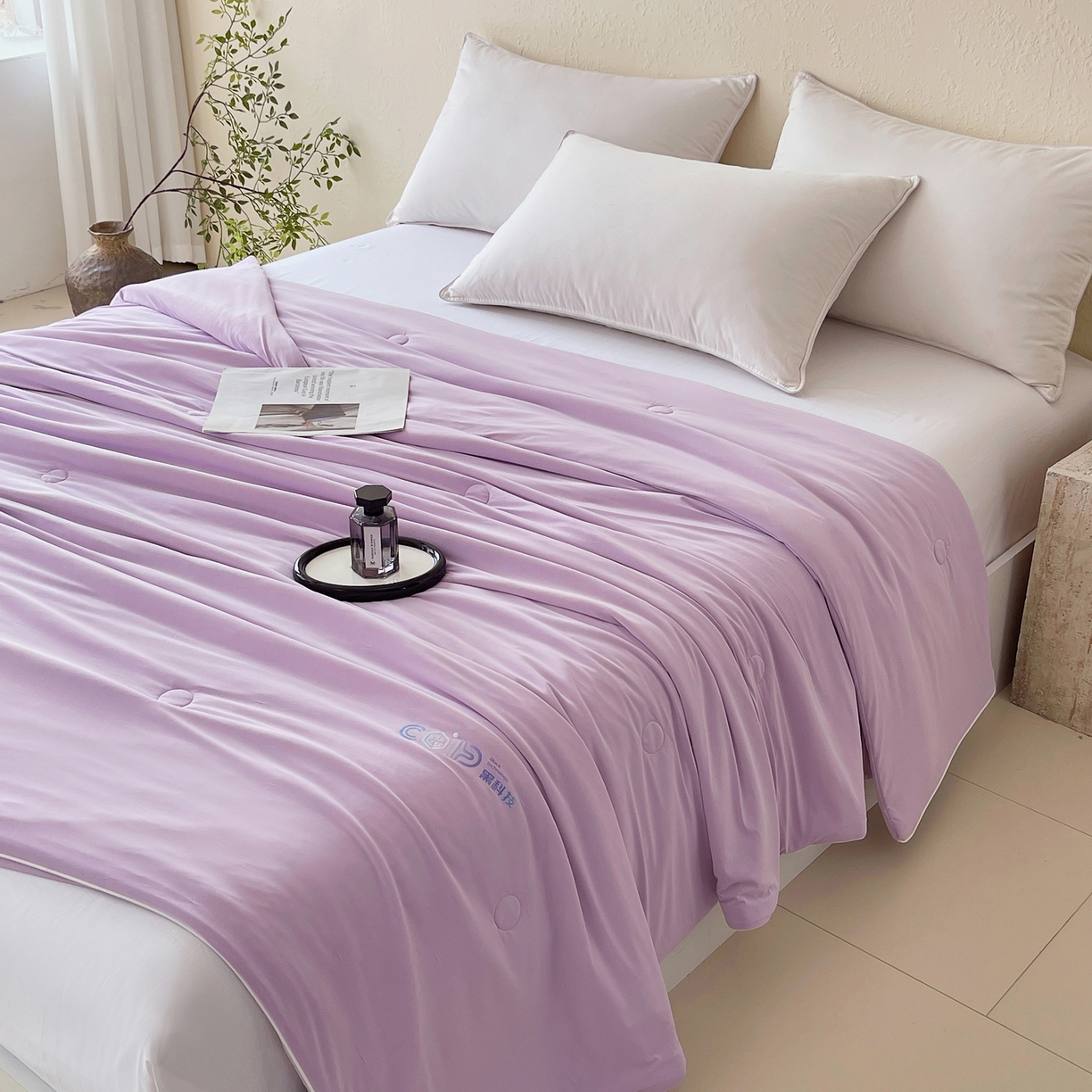 91家纺网 家纺一手货源 找家纺 春皖家纺 2026新款简约百搭小凉皮凉感夏被-冷萃系列 冷萃-紫