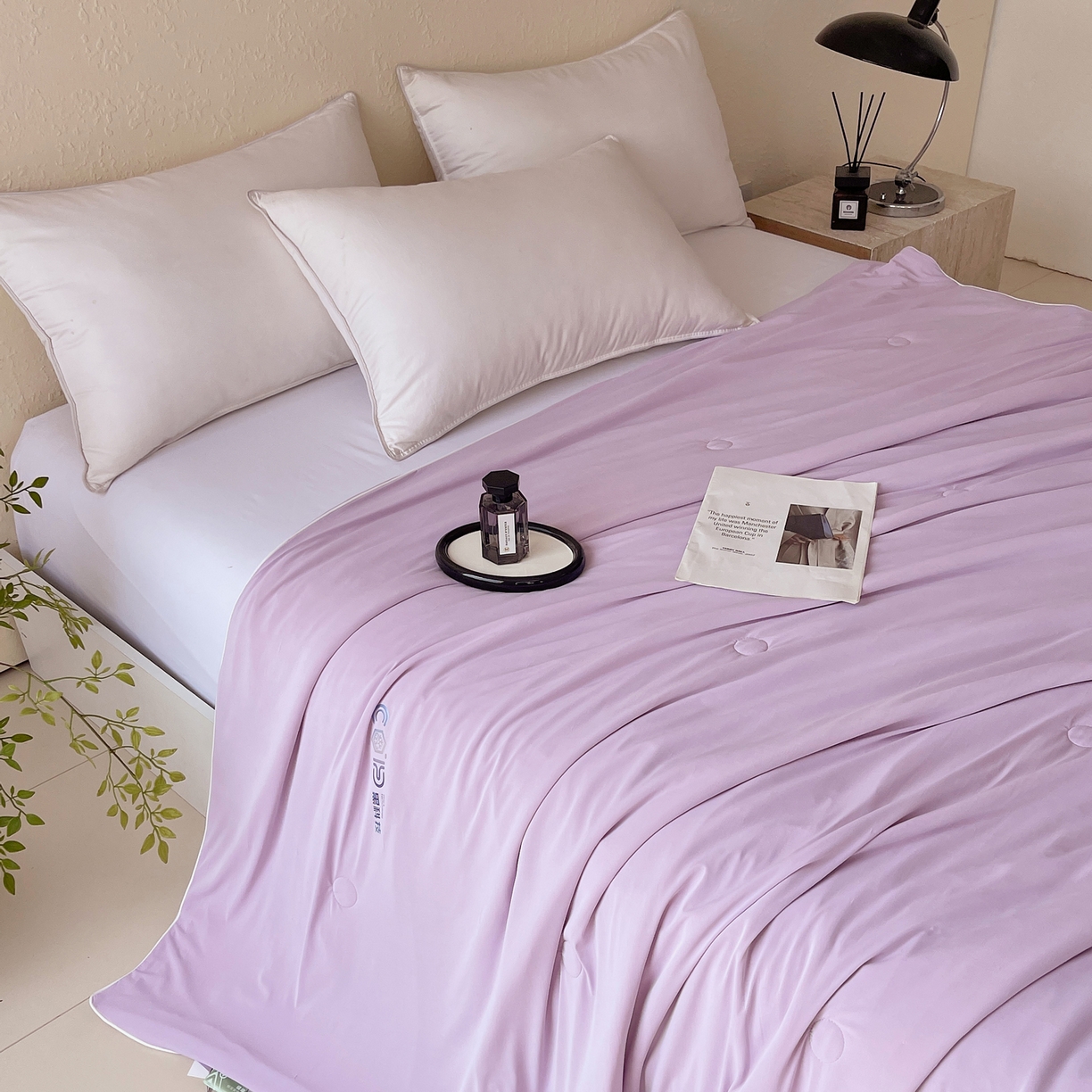 91家纺网 家纺一手货源 找家纺 春皖家纺 2026新款简约百搭小凉皮凉感夏被-冷萃系列 冷萃-紫