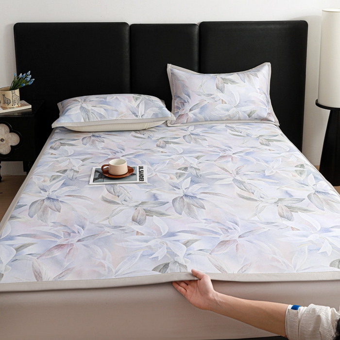 富馨莱 2026新款高端竹纤维席子平铺款软凉席三件套夏季凉席席子 蝶韵