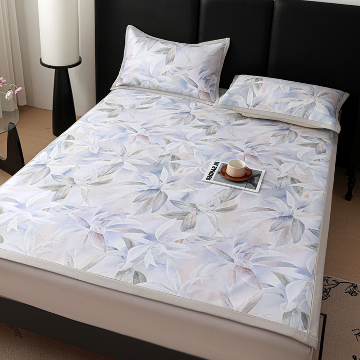 91家纺网 家纺一手货源 找家纺 富馨莱 2026新款高端竹纤维席子平铺款软凉席三件套夏季凉席席子 蝶韵