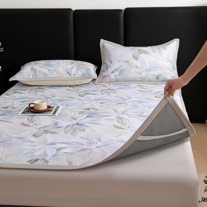 91家纺网 家纺一手货源 找家纺 富馨莱 2026新款高端竹纤维席子平铺款软凉席三件套夏季凉席席子 蝶韵