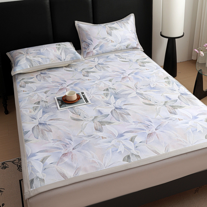 91家纺网 家纺一手货源 找家纺 富馨莱 2026新款高端竹纤维席子平铺款软凉席三件套夏季凉席席子 蝶韵