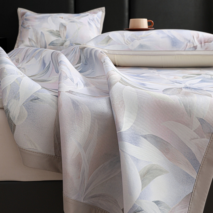 91家纺网 家纺一手货源 找家纺 富馨莱 2026新款高端竹纤维席子平铺款软凉席三件套夏季凉席席子 蝶韵