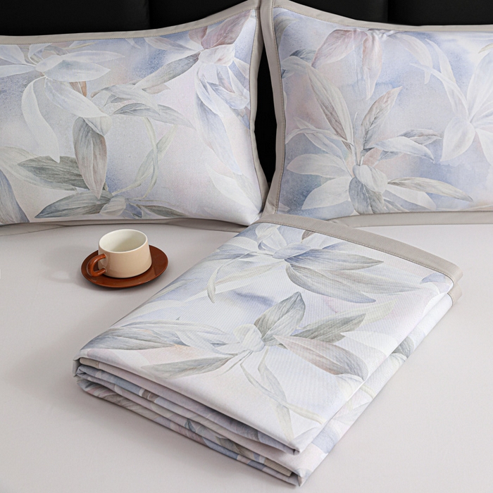 91家纺网 家纺一手货源 找家纺 富馨莱 2026新款高端竹纤维席子平铺款软凉席三件套夏季凉席席子 蝶韵