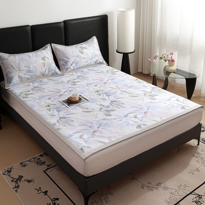 91家纺网 家纺一手货源 找家纺 富馨莱 2026新款高端竹纤维席子平铺款软凉席三件套夏季凉席席子 蝶韵