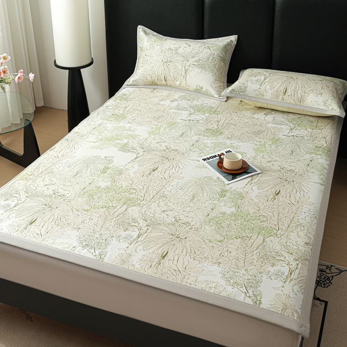 91家纺网 家纺一手货源 找家纺 富馨莱 2026新款高端竹纤维席子平铺款软凉席三件套夏季凉席席子 山间晚风