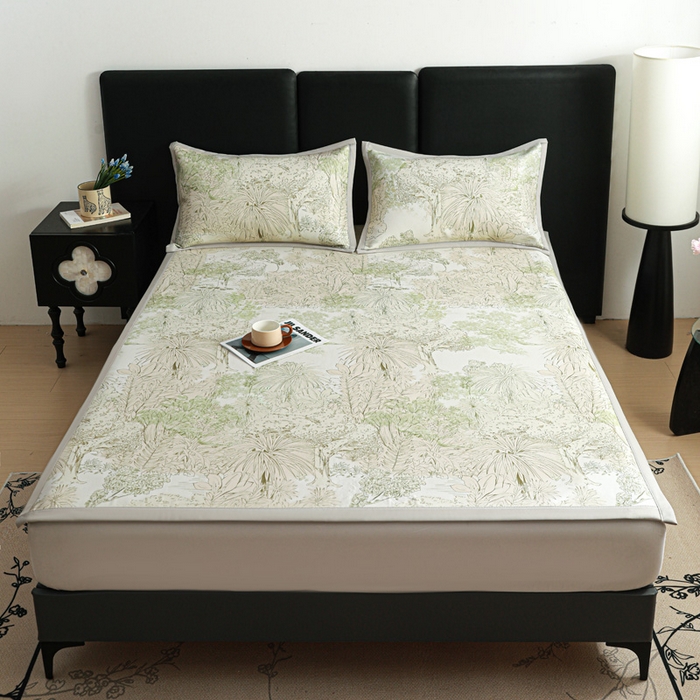 91家纺网 家纺一手货源 找家纺 富馨莱 2026新款高端竹纤维席子平铺款软凉席三件套夏季凉席席子 山间晚风