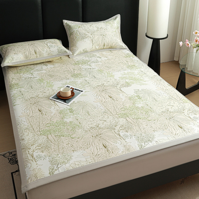 91家纺网 家纺一手货源 找家纺 富馨莱 2026新款高端竹纤维席子平铺款软凉席三件套夏季凉席席子 山间晚风