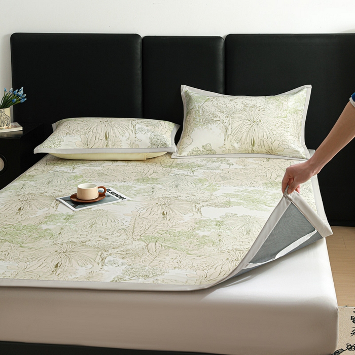 91家纺网 家纺一手货源 找家纺 富馨莱 2026新款高端竹纤维席子平铺款软凉席三件套夏季凉席席子 山间晚风