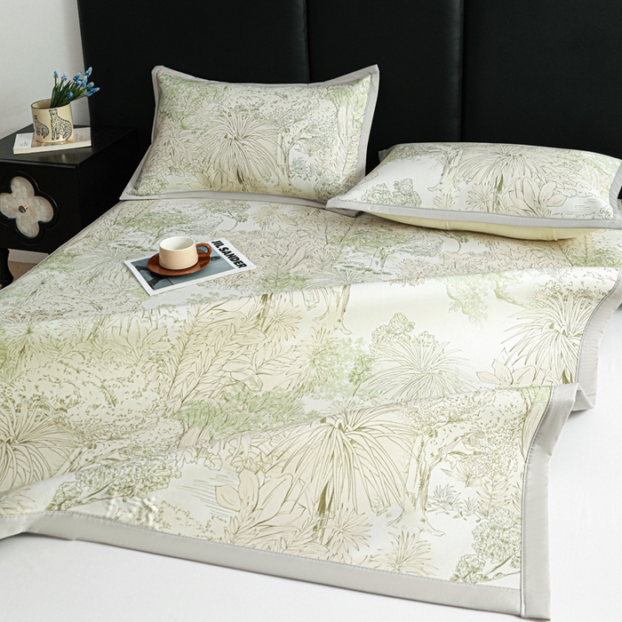 91家纺网 家纺一手货源 找家纺 富馨莱 2026新款高端竹纤维席子平铺款软凉席三件套夏季凉席席子 山间晚风