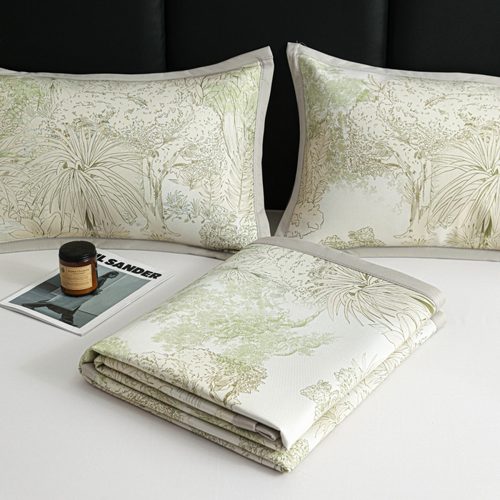 91家纺网 家纺一手货源 找家纺 富馨莱 2026新款高端竹纤维席子平铺款软凉席三件套夏季凉席席子 山间晚风