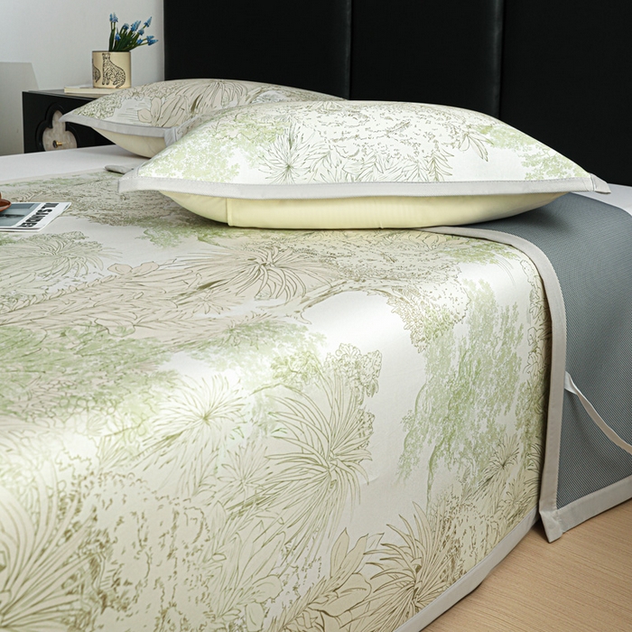 91家纺网 家纺一手货源 找家纺 富馨莱 2026新款高端竹纤维席子平铺款软凉席三件套夏季凉席席子 山间晚风