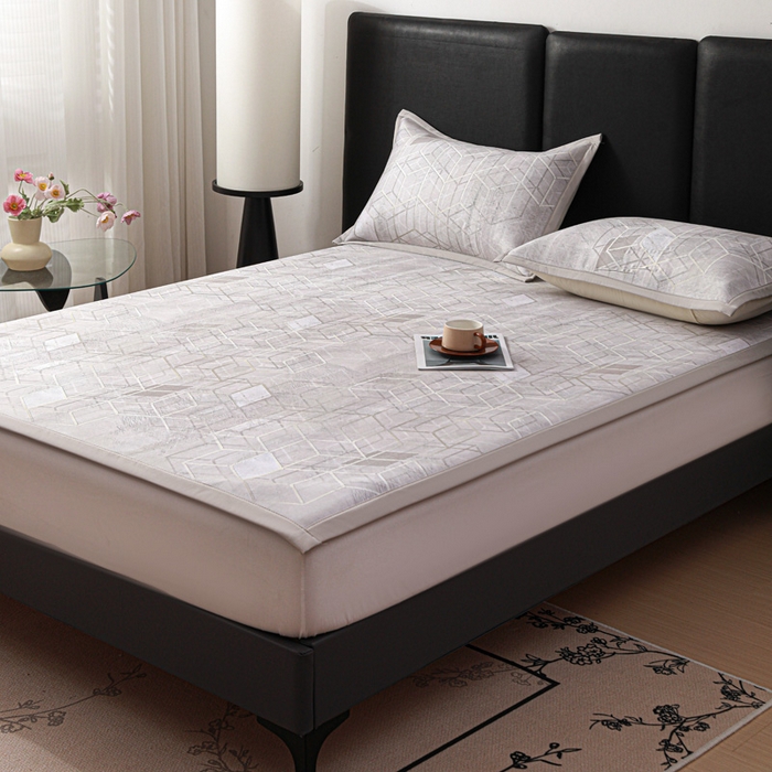 91家纺网 家纺一手货源 找家纺 富馨莱 2026新款高端竹纤维席子平铺款软凉席三件套夏季凉席席子 维度空间