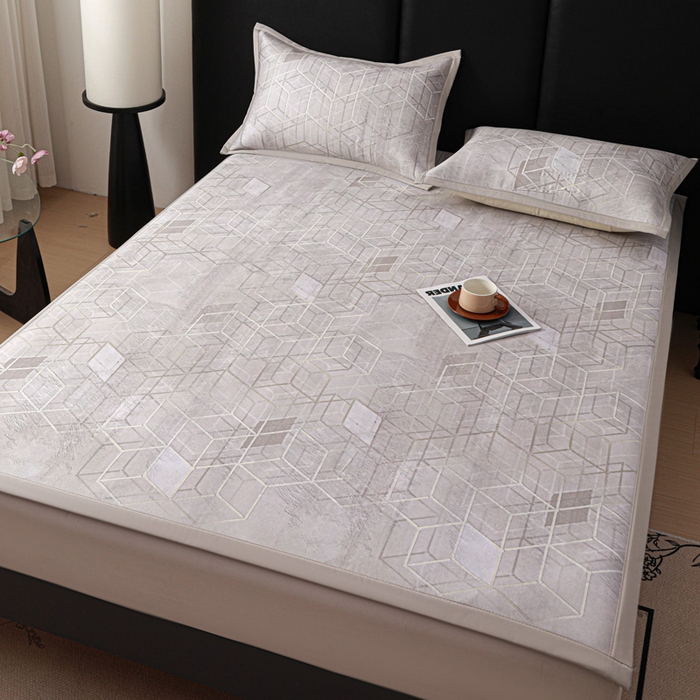 91家纺网 家纺一手货源 找家纺 富馨莱 2026新款高端竹纤维席子平铺款软凉席三件套夏季凉席席子 维度空间