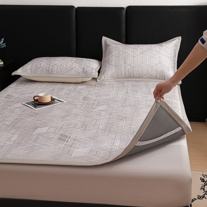 91家纺网 家纺一手货源 找家纺 富馨莱 2026新款高端竹纤维席子平铺款软凉席三件套夏季凉席席子 维度空间