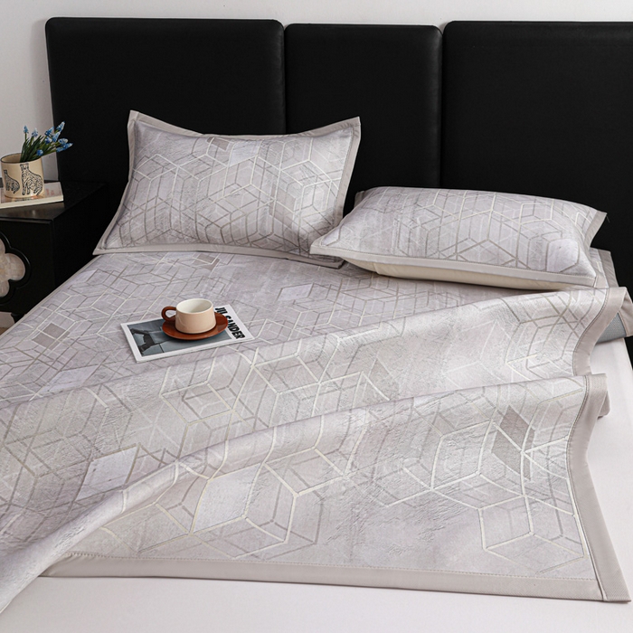 91家纺网 家纺一手货源 找家纺 富馨莱 2026新款高端竹纤维席子平铺款软凉席三件套夏季凉席席子 维度空间