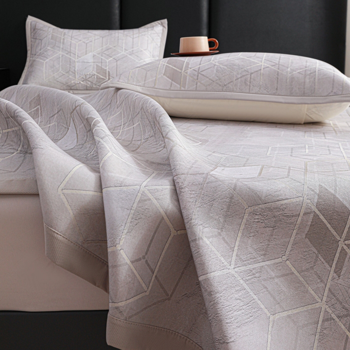 91家纺网 家纺一手货源 找家纺 富馨莱 2026新款高端竹纤维席子平铺款软凉席三件套夏季凉席席子 维度空间