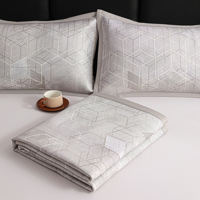 91家纺网 家纺一手货源 找家纺 富馨莱 2026新款高端竹纤维席子平铺款软凉席三件套夏季凉席席子 维度空间