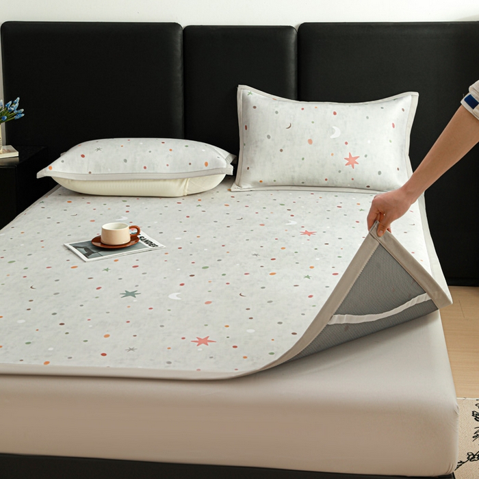 91家纺网 家纺一手货源 找家纺 富馨莱 2026新款高端竹纤维席子平铺款软凉席三件套夏季凉席席子 星月交辉