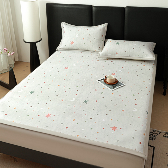 91家纺网 家纺一手货源 找家纺 富馨莱 2026新款高端竹纤维席子平铺款软凉席三件套夏季凉席席子 星月交辉