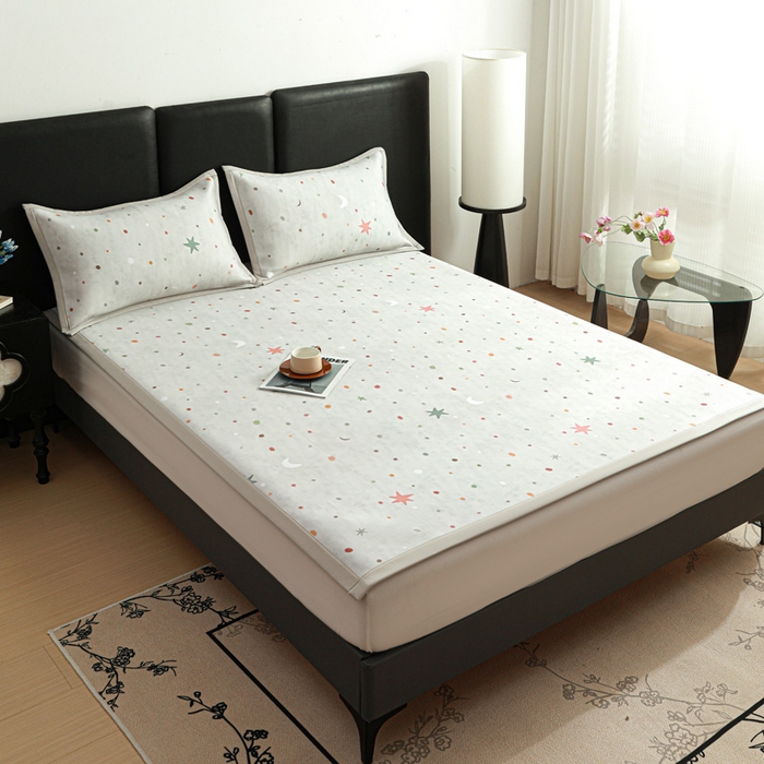 91家纺网 家纺一手货源 找家纺 富馨莱 2026新款高端竹纤维席子平铺款软凉席三件套夏季凉席席子 星月交辉