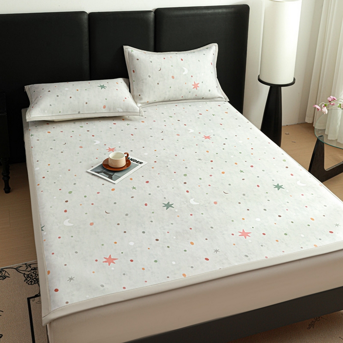 91家纺网 家纺一手货源 找家纺 富馨莱 2026新款高端竹纤维席子平铺款软凉席三件套夏季凉席席子 星月交辉