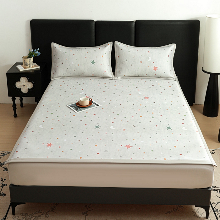 91家纺网 家纺一手货源 找家纺 富馨莱 2026新款高端竹纤维席子平铺款软凉席三件套夏季凉席席子 星月交辉